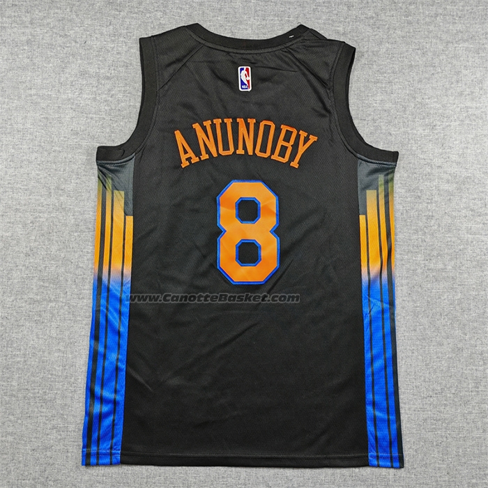 Maglia New York Knicks Og Anunoby No 8 Statement 2025-26 Nero